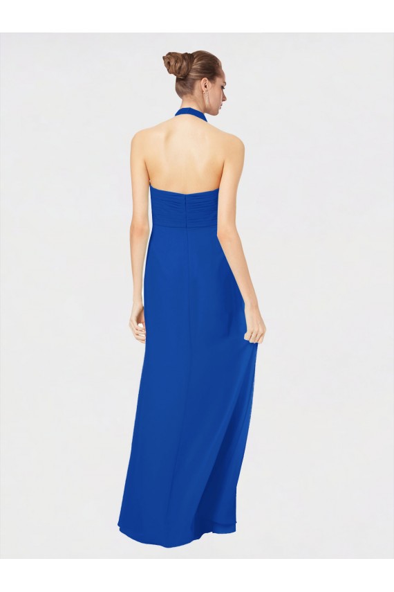 Blu Reale Linea A Capestro Chiffona Lunga Abiti da damigella donore Outlet