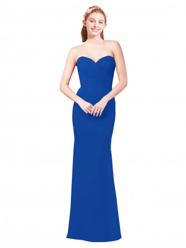 Blu Reale Linea A Innamorato Chiffona Lunga Abiti da damigella donore Outlet