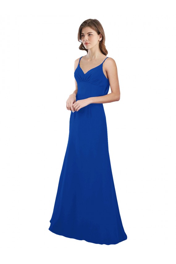 Blu Reale Linea A Innamorato Chiffona Lunga Abiti da damigella donore Outlet