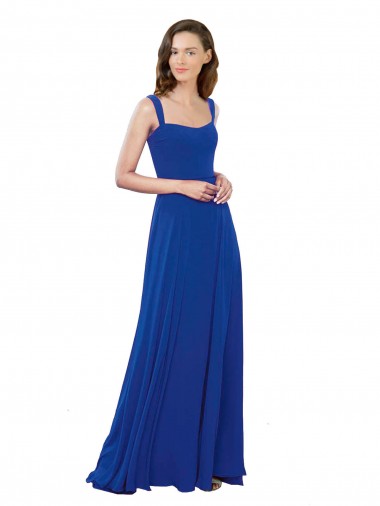 Blu Reale Linea A Piazza Chiffona Lunga Abiti da damigella donore Outlet