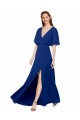 Blu Reale Linea A Scollatura a V Chiffona Lunga Abiti da damigella donore Outlet