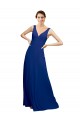 Blu Reale Linea A Scollatura a V Chiffona Lunga Abiti da damigella donore Outlet