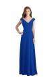 Blu Reale Linea A Scollatura a V Chiffona Lunga Abiti da damigella donore Outlet