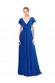 Blu Reale Linea A Scollatura a V Chiffona Lunga Abiti da damigella donore Outlet