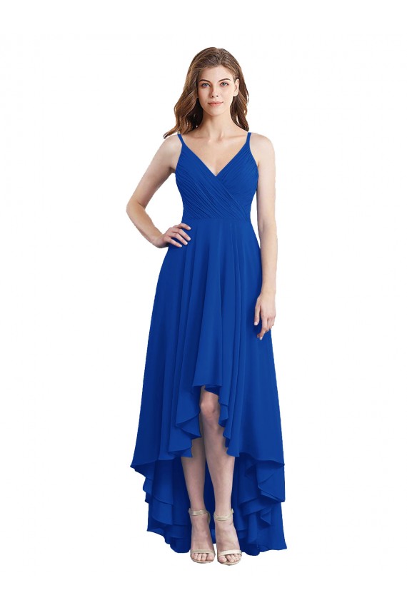 Blu Reale Linea A Sottili Chiffona Lunga Abiti da damigella donore Outlet