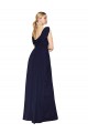 Blu marino scuro Linea A Alto Collo Chiffona Lunga Formali Abiti da damigella donore / Abiti da sera / Abiti da ballo Outlet