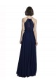 Blu marino scuro Linea A Capestro Alto Collo Chiffona Lunga Abiti da damigella donore Outlet