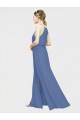 Blu marino scuro Linea A Capestro Chiffona Lunga Abiti da damigella donore Outlet