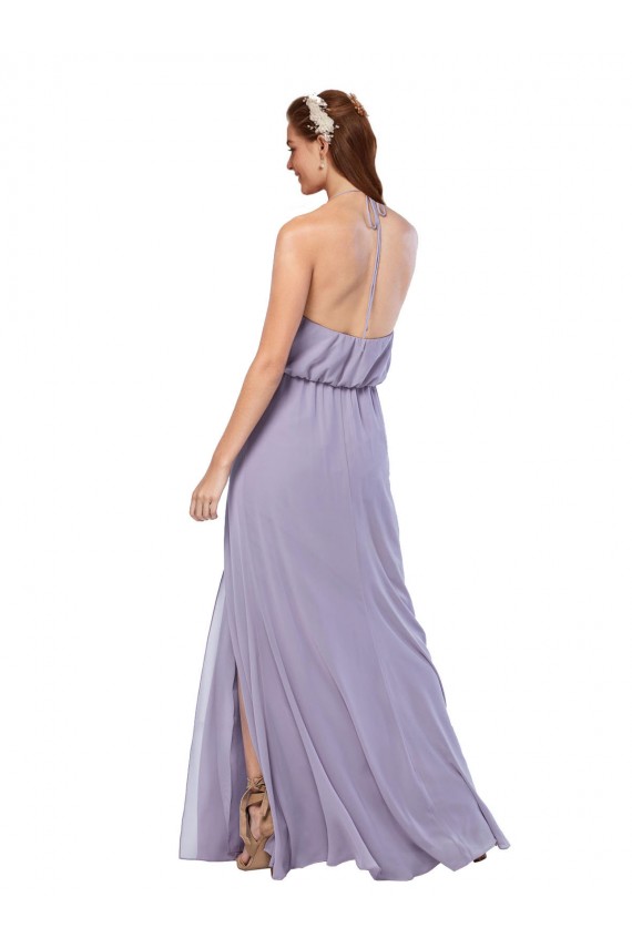 Blu marino scuro Linea A Capestro Chiffona Lunga Abiti da damigella donore Outlet