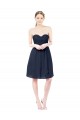 Blu marino scuro Linea A Innamorato Al ginocchio Chiffona Corto Abiti da damigella donore / Abiti da cocktail Outlet