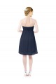 Blu marino scuro Linea A Innamorato Al ginocchio Chiffona Corto Abiti da damigella donore / Abiti da cocktail Outlet