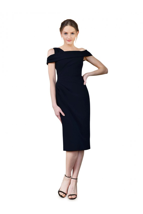 Blu marino scuro Stile sirena cocktail Crespo Elastico Corto Abiti da damigella donore / Abiti da sera / Abiti da cocktail Outlet