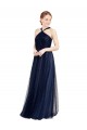 Blu navy 21 Linea A Capestro Tulle Lunga Abiti da damigella donore Outlet