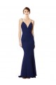 Blu navy Stile sirena Sottili Alto Collo Crespo Elastico Lunga Formali Abiti da damigella donore / Abiti da sera / Abiti da ballo Outlet