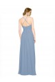 Blu polveroso Linea A Capestro Alto Collo Chiffona Lunga Abiti da damigella donore Outlet
