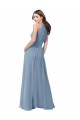 Blu polveroso Linea A Capestro Alto Collo Chiffona Lunga Abiti da damigella donore Outlet