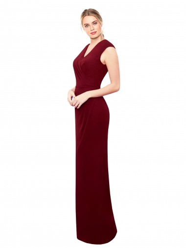 Borgogna Stile sirena Alto Collo Chiffona Lunga Abiti da damigella donore / Abiti da ballo Outlet