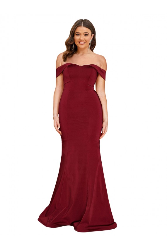 Borgogna Stile sirena Spandex Lunga Formali Abiti da damigella donore / Abiti da sera / Abiti da ballo Outlet