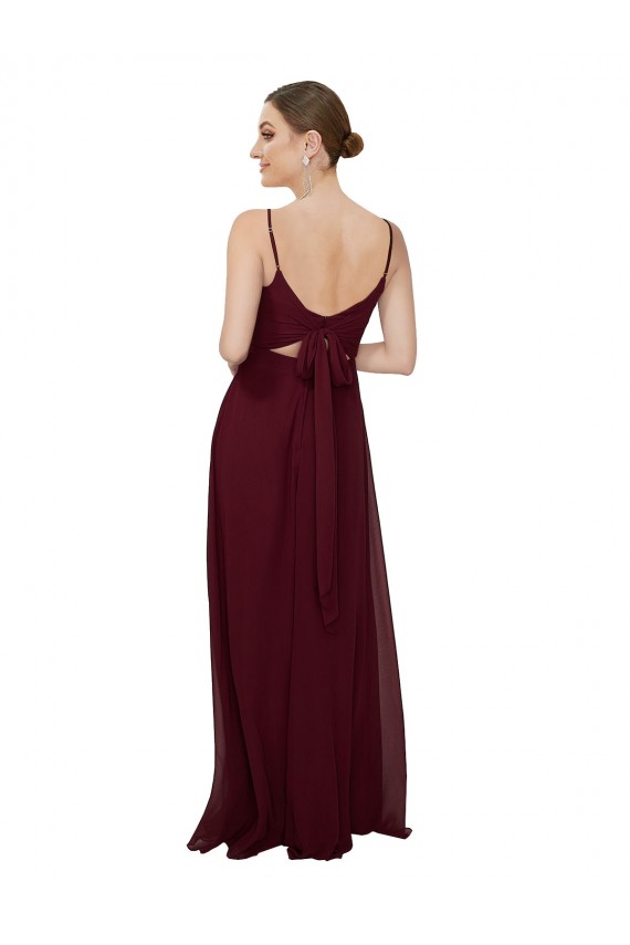 Borgogna scuro Linea A Scoop Chiffona Lunga Abiti da damigella donore Outlet
