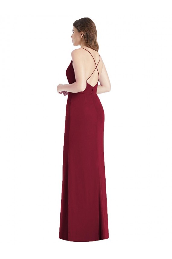 Cacciatore verde Stile sirena Sottili Scollatura a V Chiffona Lunga Abiti da damigella donore Outlet