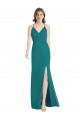 Cacciatore verde Stile sirena Sottili Scollatura a V Chiffona Lunga Abiti da damigella donore Outlet
