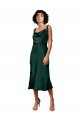 Cacciatore verde Tubino Cappuccio Midi Raso Elastico Corto Abiti da damigella donore / Abiti da sera / Abiti da cocktail Outlet