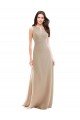 Champagne Linea A Alto Collo Chiffona Lunga Abiti da damigella donore Outlet