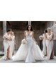Champagne Linea A Scollatura a V Chiffona Lunga Abiti da damigella donore Outlet