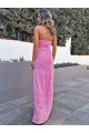 Colore Mostrato Tubino Capestro Paillettes Velluto Lunga Abiti da ballo Outlet