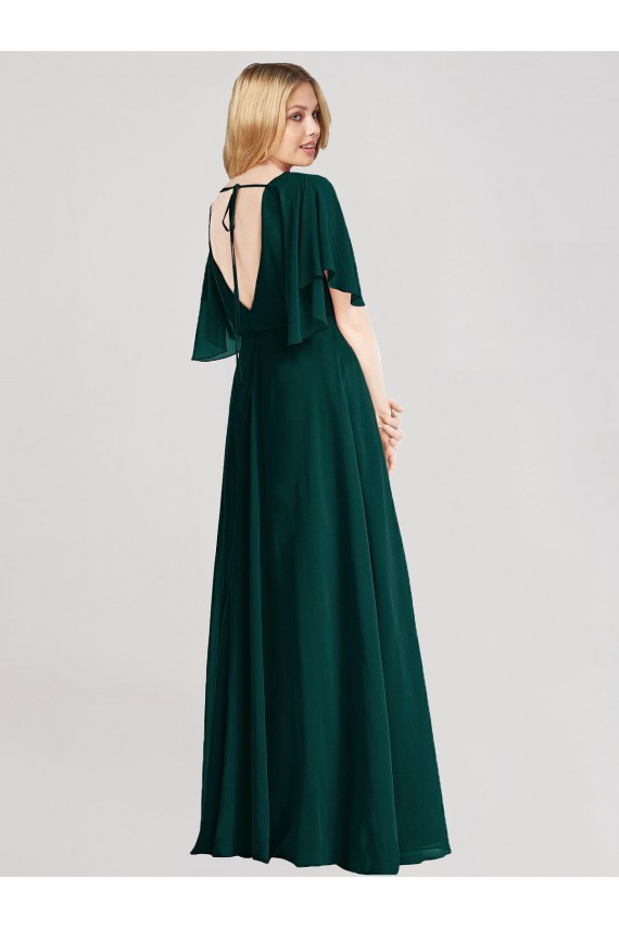 Evergreen Linea A Girocollo Chiffona Lunga Abiti da damigella donore Outlet