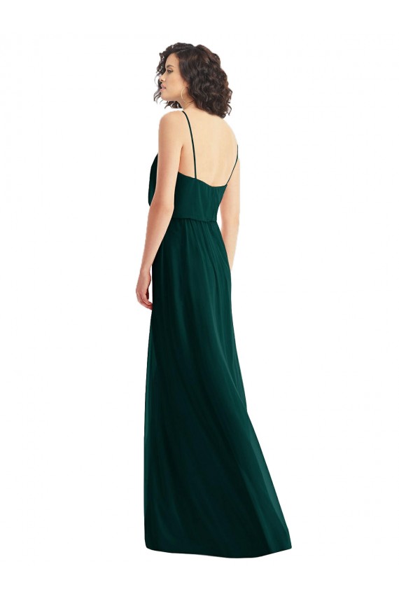 Evergreen Linea A Scollatura a V Chiffona Lunga Abiti da damigella donore Outlet