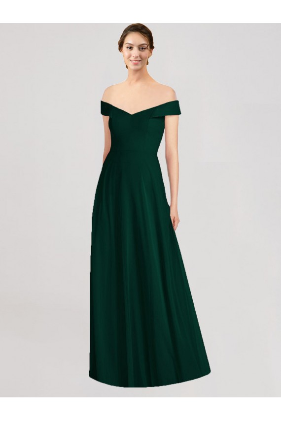 Evergreen Linea A Scollatura a V Chiffona Lunga Abiti da damigella donore Outlet
