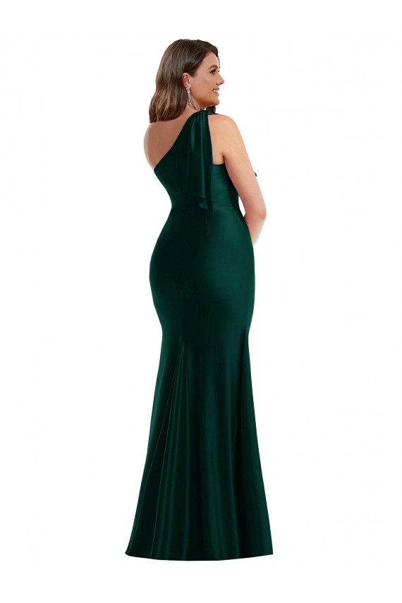 Evergreen Stile sirena Una spalla Raso Setoso Lunga Formali Abiti da damigella donore / Abiti da sera / Abiti da ballo Outlet