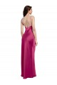 Fucsia Linea A Sottili Scollatura a V Raso Elastico Lunga Formali Abiti da damigella donore / Abiti da sera / Abiti da ballo Outlet