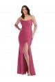 Fucsia Stile sirena Sottili Cappuccio Raso Setoso Lunga Formali Abiti da damigella donore / Abiti da sera / Abiti da ballo Outlet