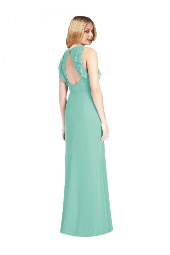 Giada Stile sirena Collo Gioiello Chiffona Lunga Abiti da damigella donore Outlet