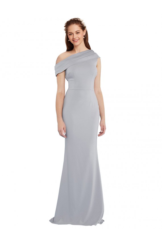 Grigio 24 Stile sirena Una spalla Crespo Elastico Lunga Formali Abiti da damigella donore / Abiti da sera / Abiti da ballo Outlet