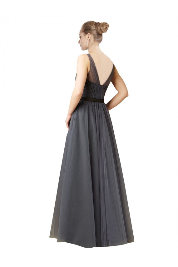Grigio ardesia Linea A Innamorato Tulle Lunga Abiti da damigella donore Outlet