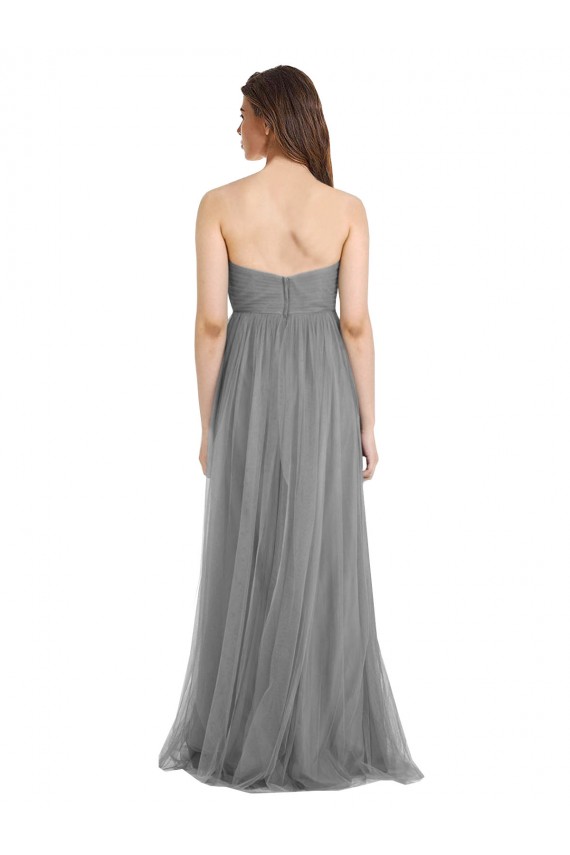 Grigio ardesia Linea A Innamorato Tulle Lunga Abiti da damigella donore Outlet