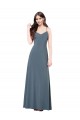 Grigio ardesia Linea A Scollatura a V Spandex Lunga Abiti da damigella donore / Abiti da ballo Outlet