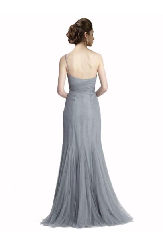 Grigio ardesia Stile sirena Una spalla Tulle Lunga Abiti da damigella donore Outlet