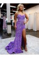 Lavanda Linea A Innamorato Paillettes Velluto Lunga Abiti da ballo Outlet