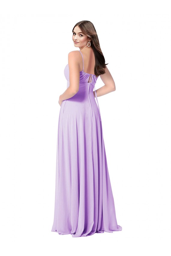 Lilla Linea A Scoop Chiffona Lunga Abiti da damigella donore Outlet