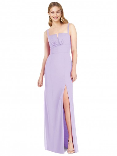 Lilla Stile sirena Sottili Scollatura a V Senza spalline Chiffona Lunga Abiti da damigella donore Outlet
