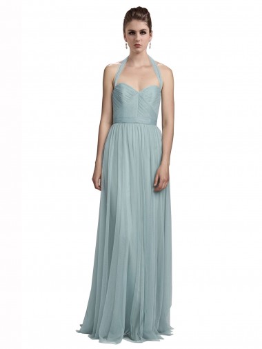 Linea A Capestro Tulle Lunga Abiti da damigella donore Outlet