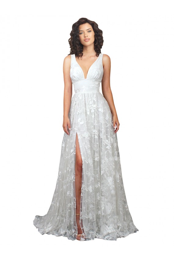 Linea A Scollatura a V Pizzo Abiti da sposa Outlet
