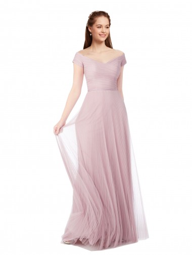 Linea A Tulle Lunga Abiti da damigella donore Outlet