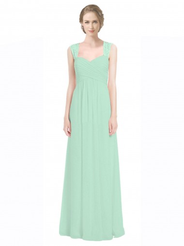 Menta verde Linea A Innamorato Chiffona Pizzo Lunga Abiti da damigella donore Outlet