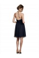 Nero Linea A Capestro Al ginocchio Tulle Corto Abiti da damigella donore Outlet