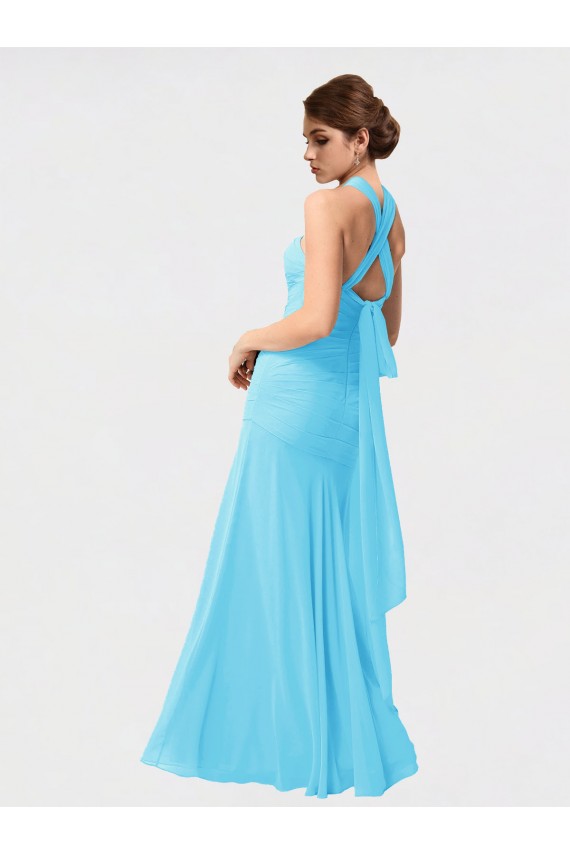 Nero Stile sirena Capestro Chiffona Lunga Abiti da damigella donore Outlet